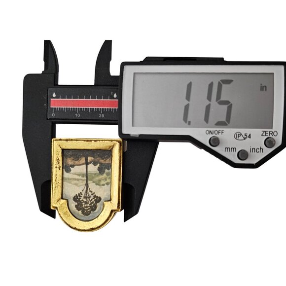 Tree Painting Brooch, Art Framed Pin, Signed CJ 1999 - Picture 15 of 16